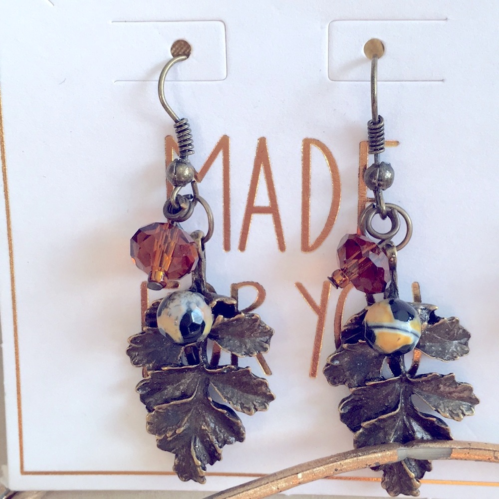 Bronze Agate Amber  Earring. One of a kind! Great gift 🍂 - Picture 2 of 3